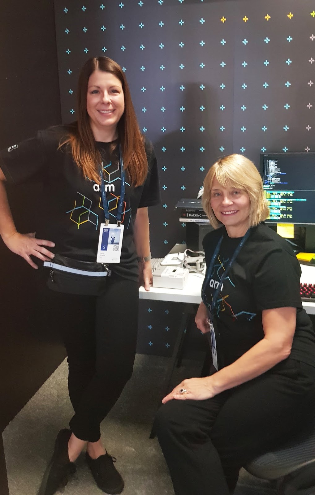 Style blogger Gail Hanlon with a colleague on the Arm booth at Arm TechCon in San Jose, California