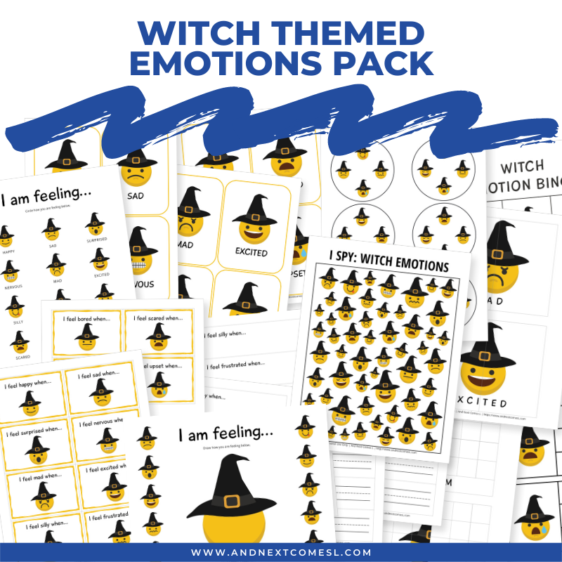 Witch themed Halloween emotions activities