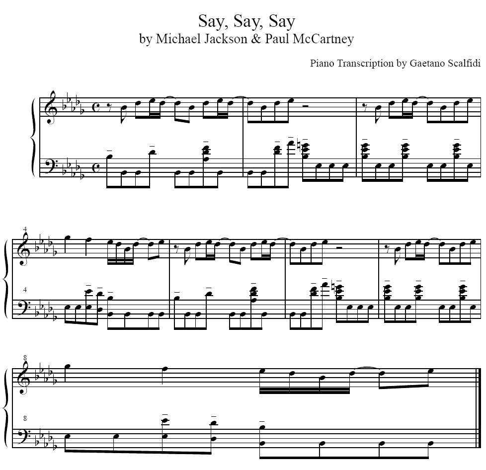 Say say say paul mccartney michael. Michael Jackson Ноты. Ноты для фортепиано Paul MCCARTNEY. Ноты песни Майкла Джексона.