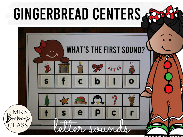 Gingerbread Centers with Math and Literacy Activities for Kindergarten at Christmas