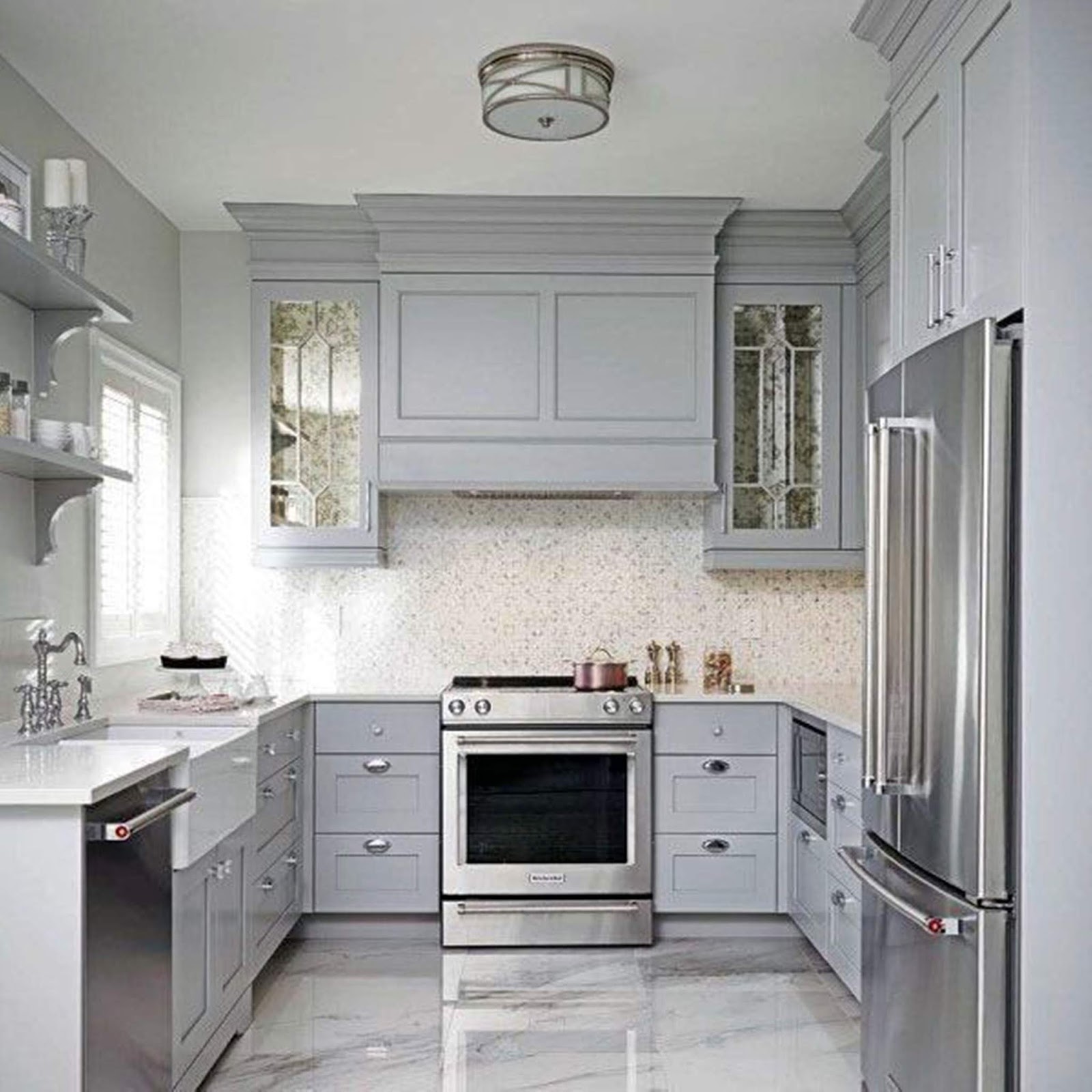 Minimalist Gray Cabinets In Kitchen for Small Space