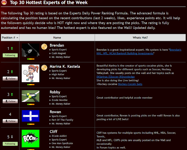 ZCode Sports Betting and Handicapping System Top 30 Sport bettors