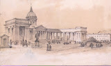 View of the Cathedral of Our Lady of Kazan from Nevsky Prospekt, St Petersburg. Sketch by Luigi Premazzi - Cityscape Drawings from Hermitage Museum View of the Cathedral of Our Lady of Kazan from Nevsky Prospekt, St Petersburg. Sketch by Luigi Premazzi - Cityscape Drawings from Hermitage Museum