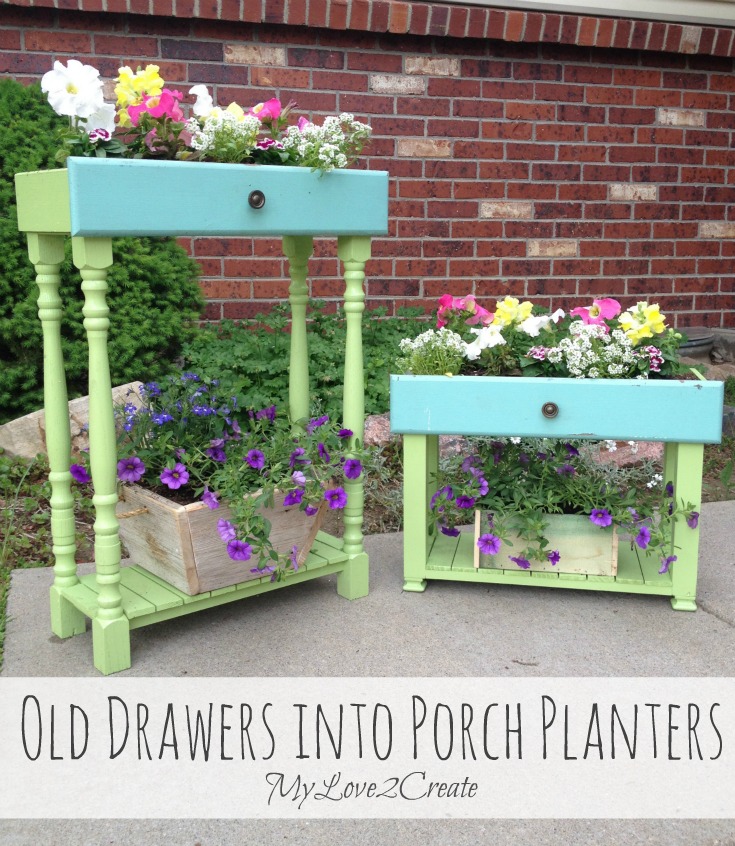 old drawers re-purposed into porch planters