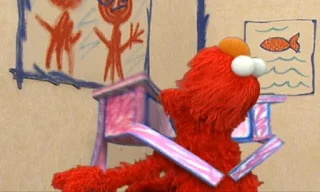 Elmo finds Drawer. Drawer hugs him and licks his face. Sesame Street Elmo's World Friends