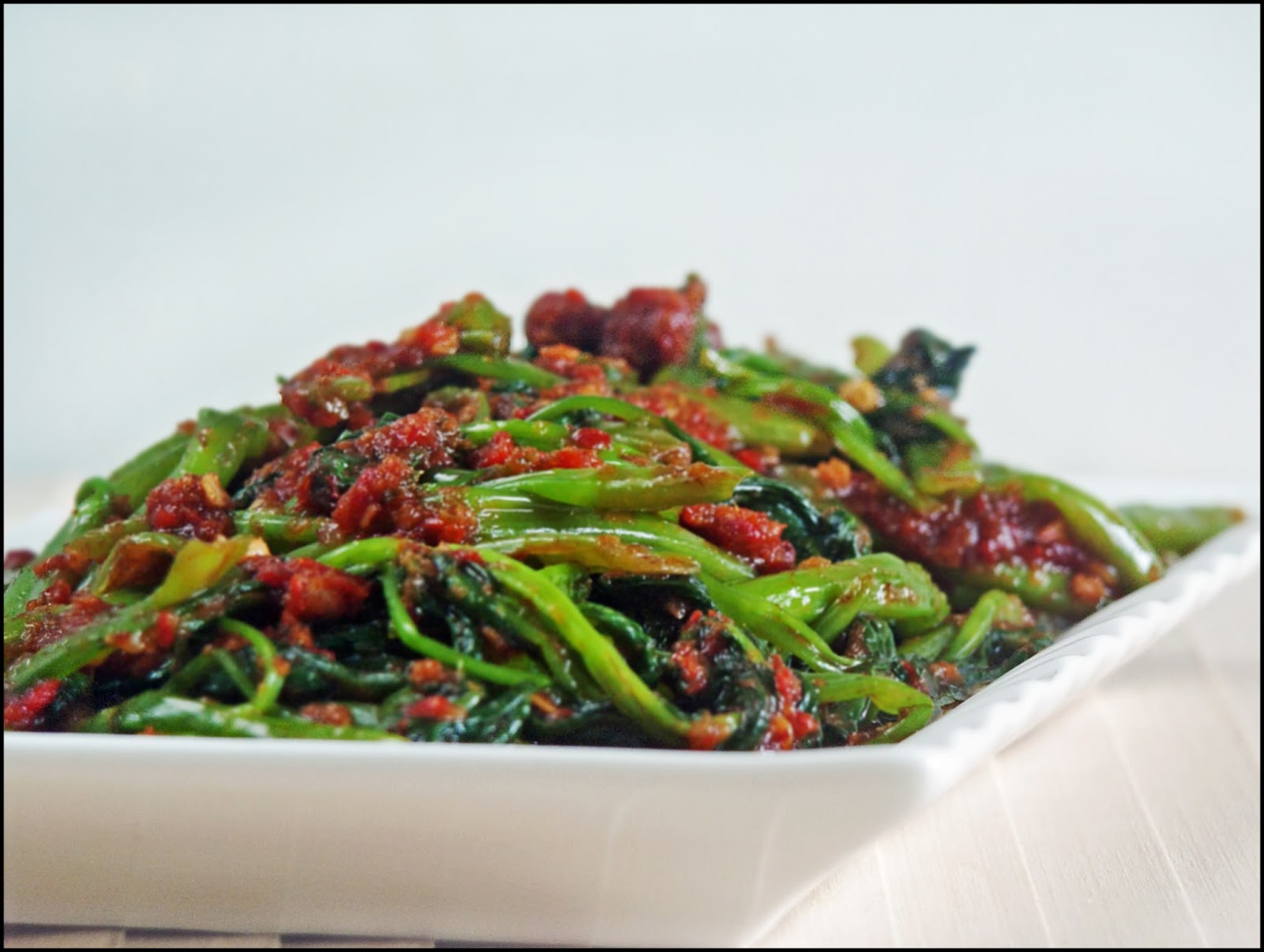 KitchenTigress Sambal Kangkong (Water Spinach with Chilli Paste)