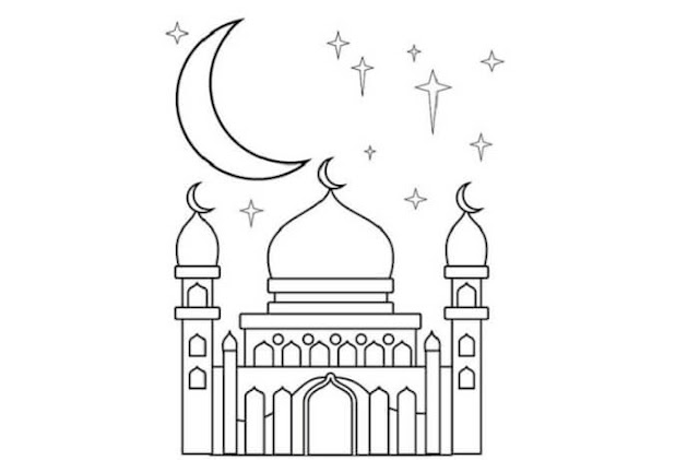 Sketsa gambar masjid 3 dimensi