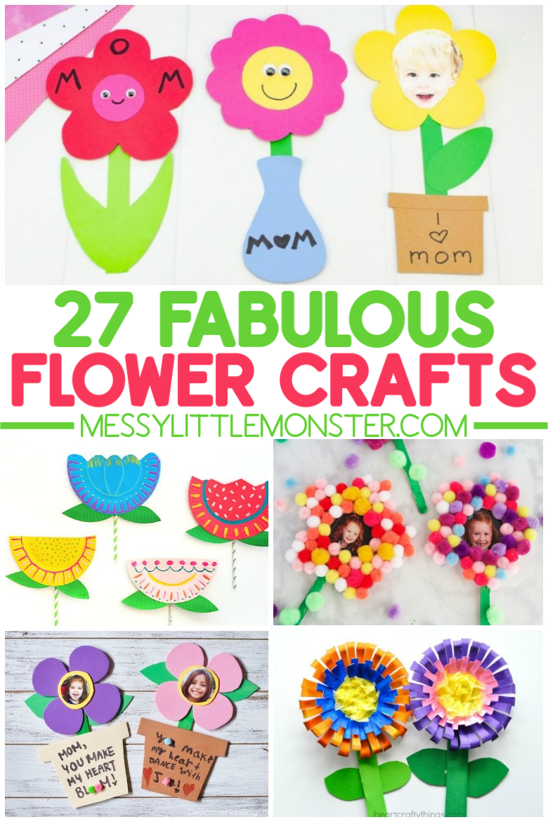 27 Bright & Colourful Flower Crafts For Kids - Messy Little Monster