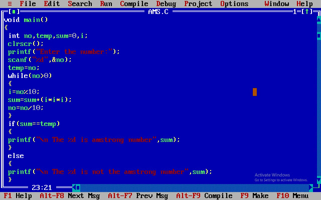 C Program for Sum of Digits and Armstrong Number.