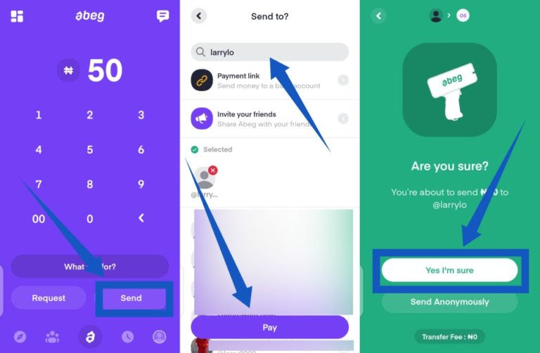 How to send money on abeg app