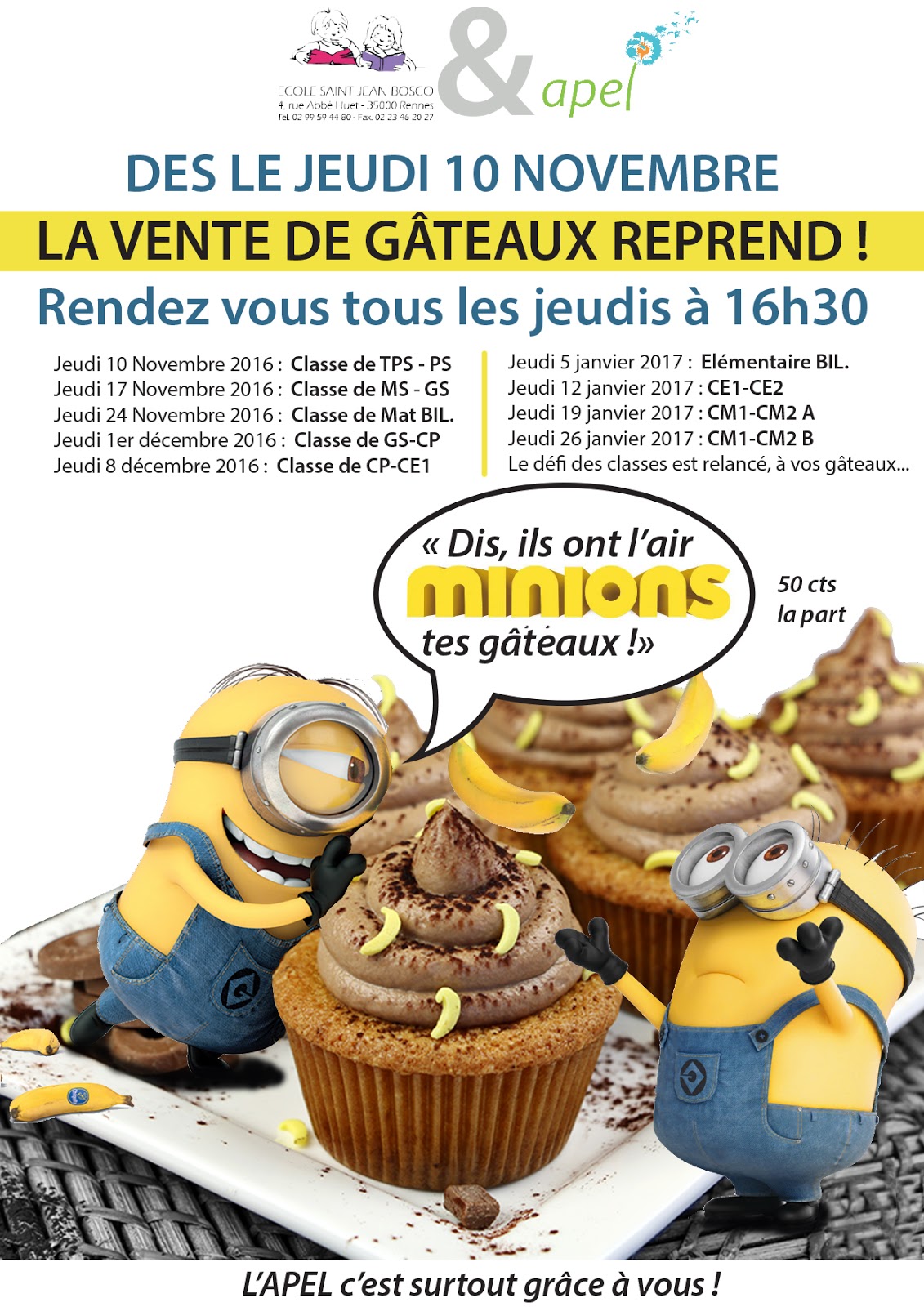 Jeux De Mots Avec Des Noms De Gâteaux Ecole Saint Jean Bosco de Rennes: VENTE DE GATEAUX : c'est reparti dès