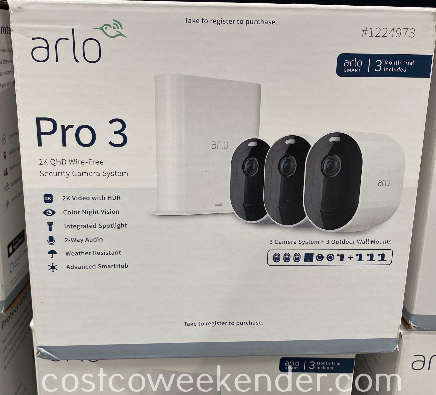 Arlo Pro 3 2K QHD WireFree Security Camera System Costco Weekender