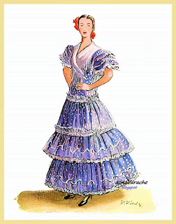 Traje típico de mujer, Sevilla - Diseño de V. Viudes - 1948