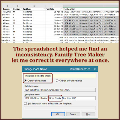 Family Tree Analyzer is a great tool for finding inconsistent place names.