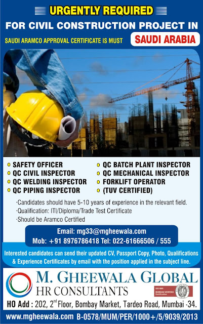 CIVIL CONSTRUCTION PROJECT JOBS IN SAUDI ARABIA