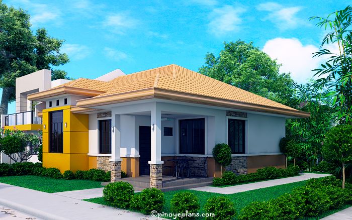 Modern Bungalow House With 3D Floor Plans And Firewall