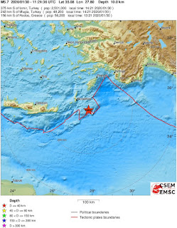 Cutremur moderat cu magnitudinea de 5,7 grade in regiunea Insulelor Dodecanese, Grecia