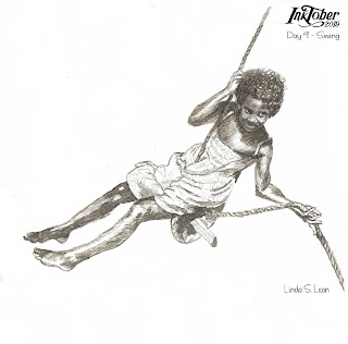 Inktober 2019 - Day 9 Swing - ink drawing by Linda S. Leon