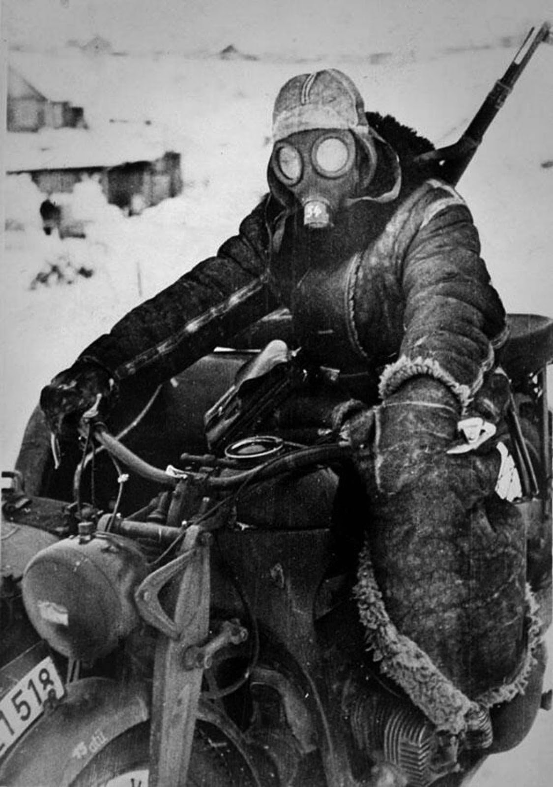 German motorcycle courier in Russia, 1942.