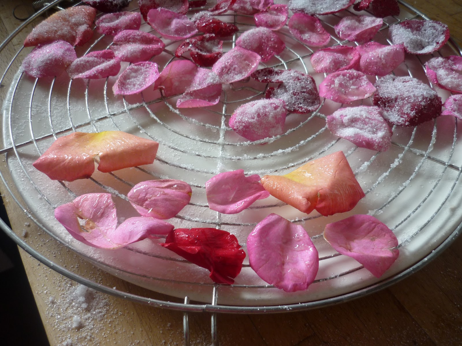 Cuillère et saladier Pétales de rose cristallisés