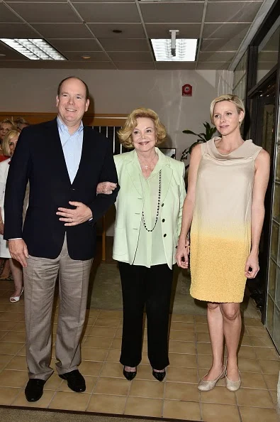  Prince Albert II of Monaco, Princess Charlene of Monaco and Barbara Sinatra (C) attend a visit to the Barbara Sinatra Children's Center