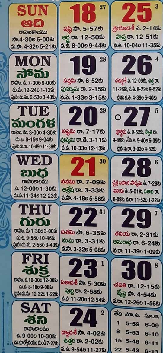 2021 April Telugu Calendar