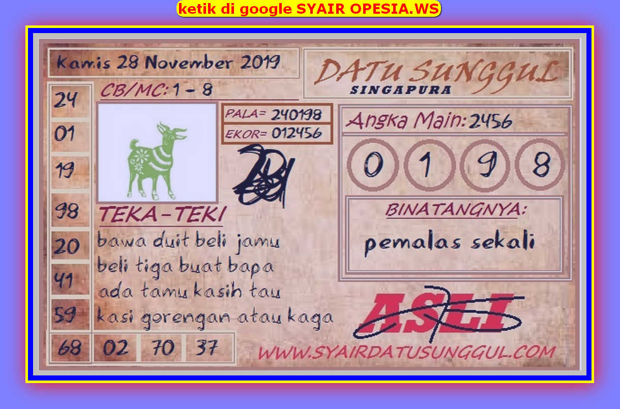 1 New Message Kode Syair Singapore 28 November 2019 Forum Syair Togel Hongkong Singapura Sydney
