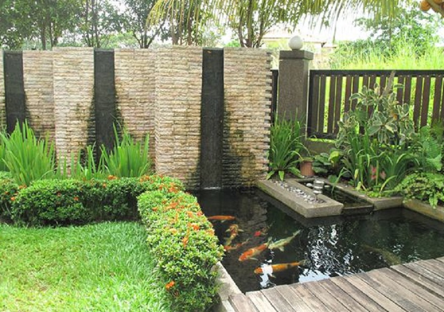 the idea of creating a flower garden and a fish pond