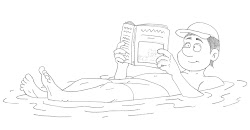 floating water reading cartoon drawing sketch pencil drawn