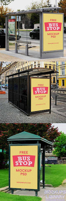 bus stop outdoor billboard mockup