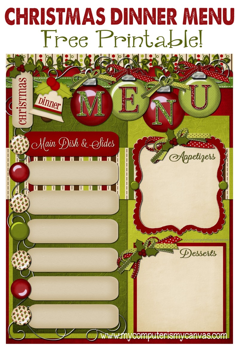 FREEBIE - Christmas Day Menu Planner