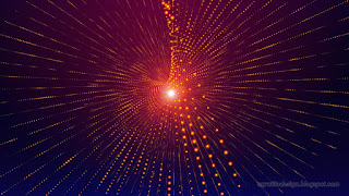 Abstract Artistic Orange Dots Lines Spiral Light Pattern On Red And Blue Background