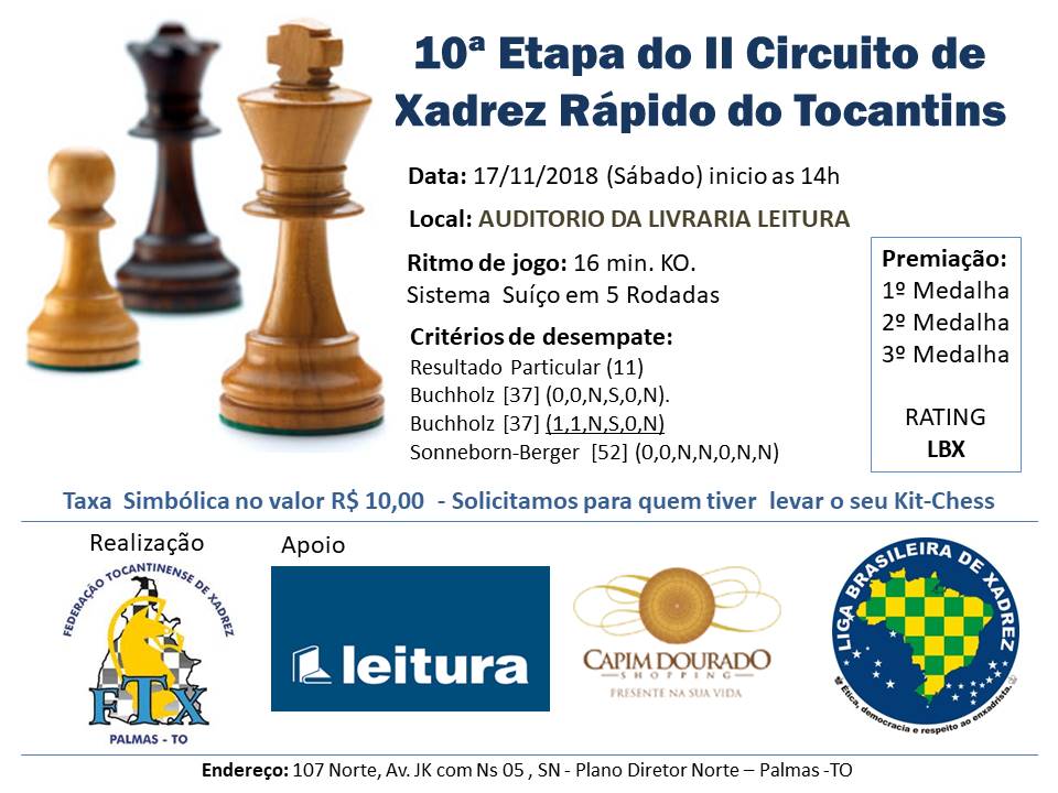 Inscrições abertas para o 2º Torneio de Xadrez Rápido da UFT