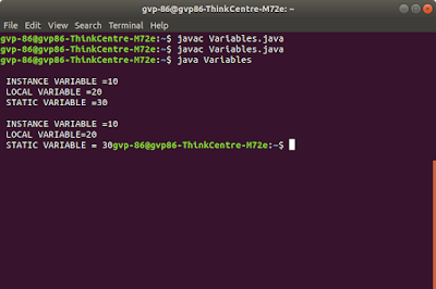 Data Structure: Program on Instance ,Static ,Local variables