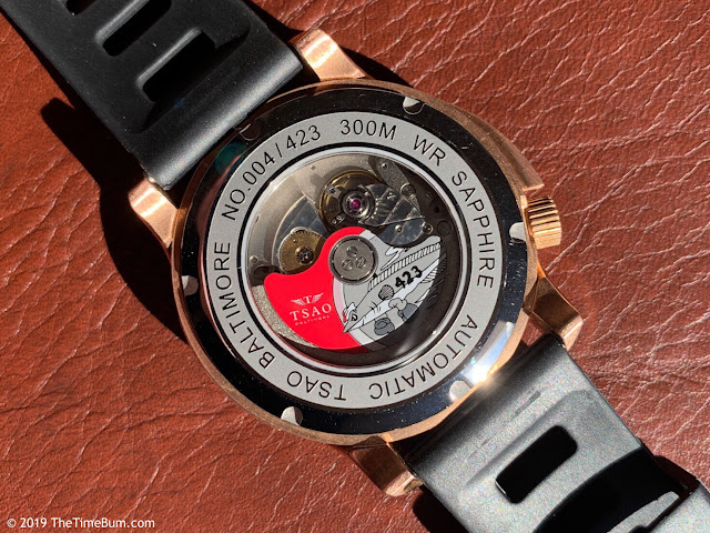 Tsao Baltimore Torsk-Diver bronze, blue dial, sapphire bezel case back rotor