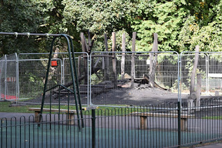 Mindless damage to the kids playpark by vandals