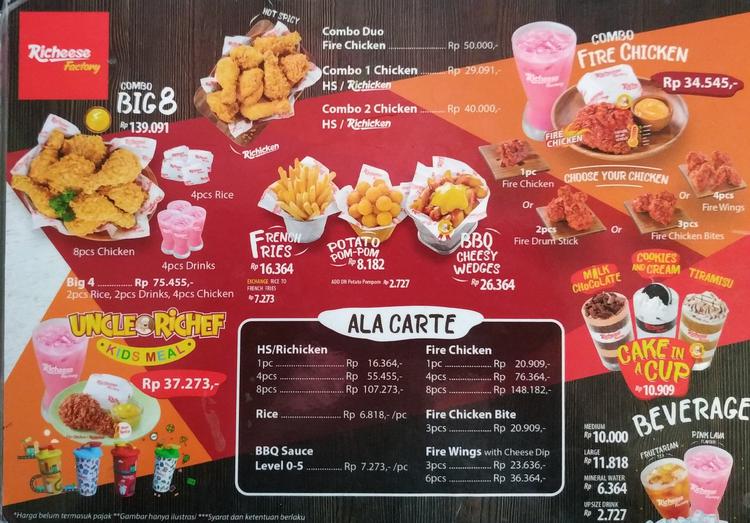 Daftar Harga Promo Paket Menu Richeese Factory Delivery Terbaru 2020