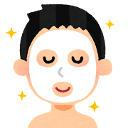 フェイスパックのイラスト（男性）