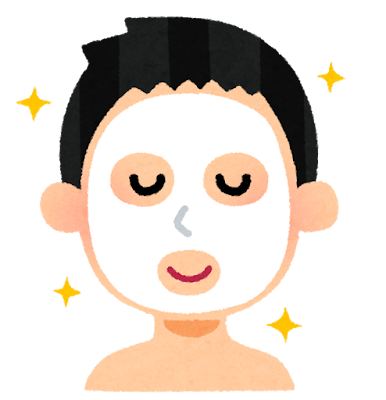 フェイスパックのイラスト（男性）