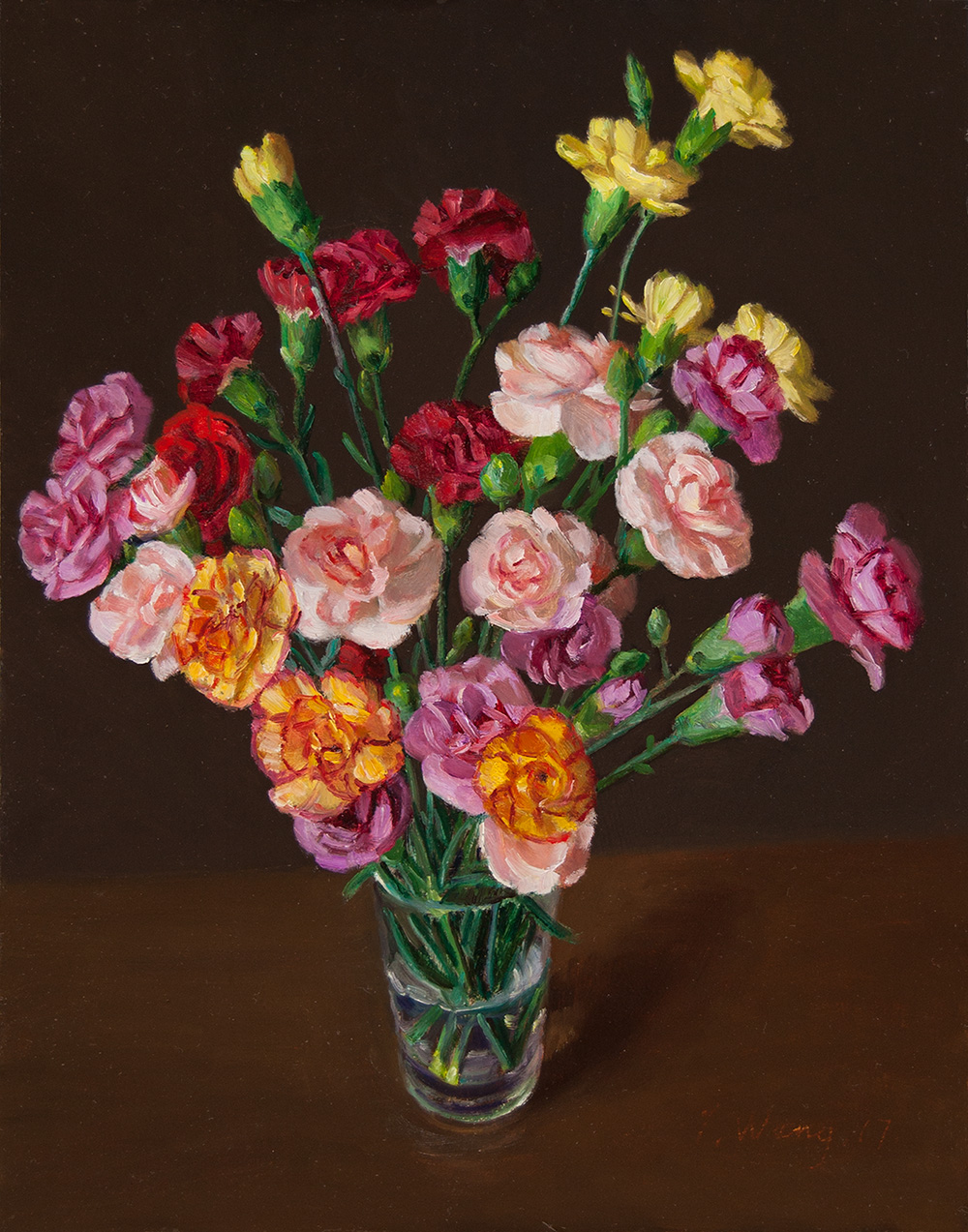 Wang Fine Art carnation flower still life painting flora original oil