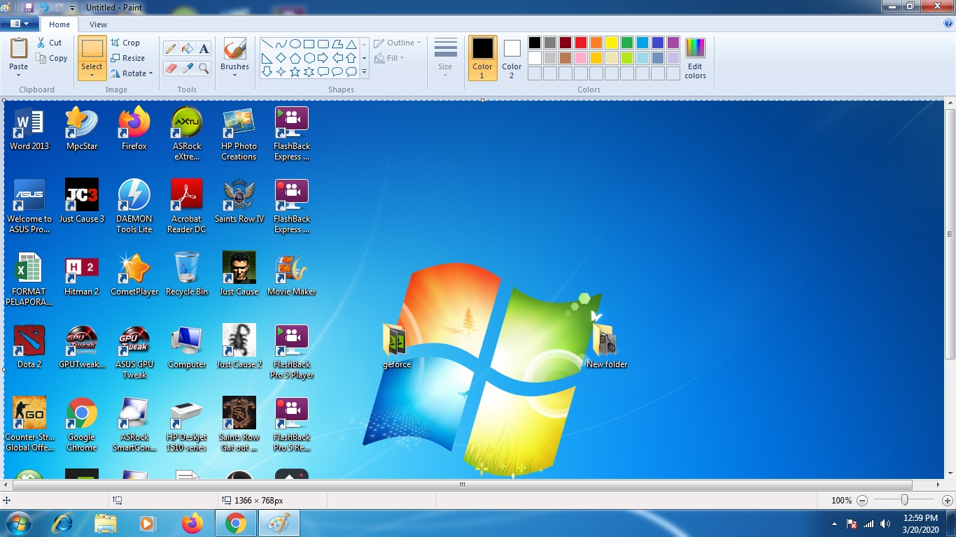 Cara print screen desktop, sangat mudah. Dengan menggunakan paint.