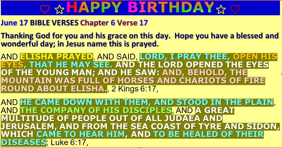 BirthdayBibleQuery Chapter 6 Verse 17 June 17 