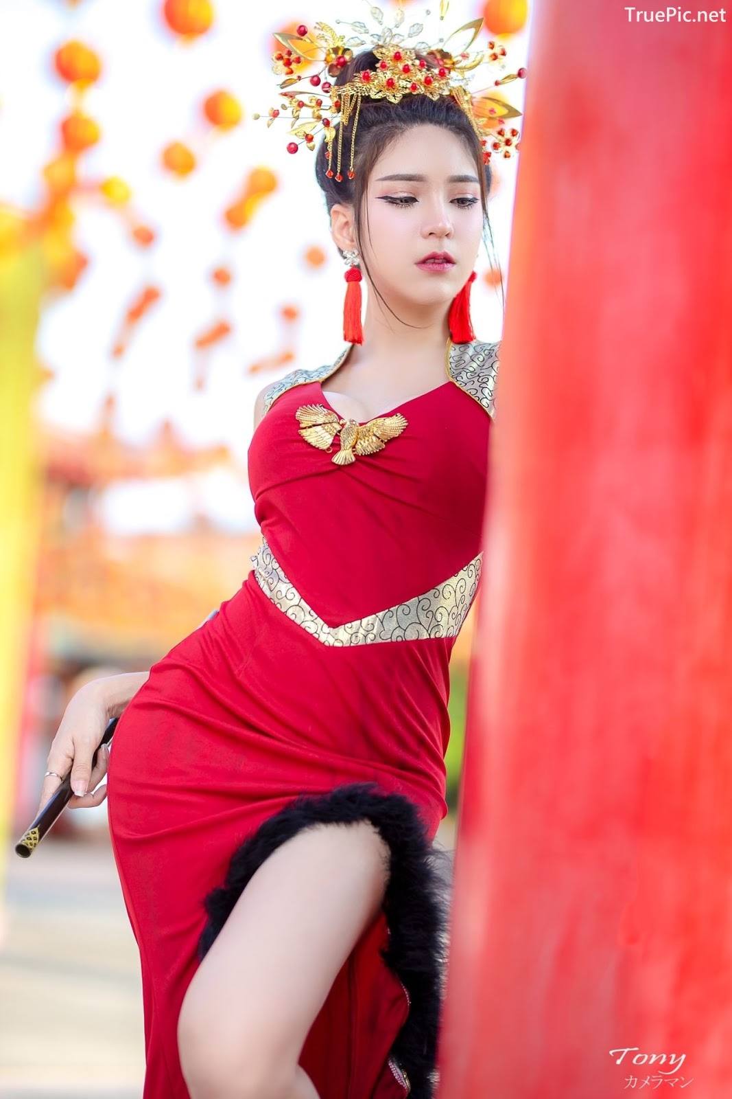 Image-Thailand-Hot-Model-Janet-Kanokwan-Saesim-Sexy-Chinese-Girl-Red-Dress-Traditional-TruePic.net- Picture-28