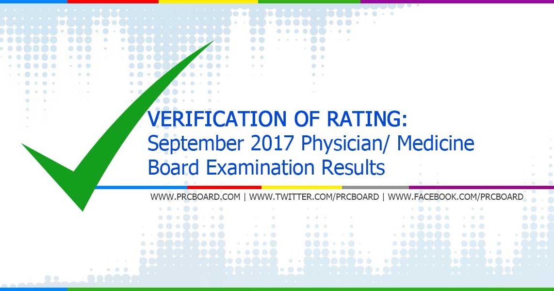 VERIFICATION OF RATING September 2017 Physician/ Medicine Board Exam