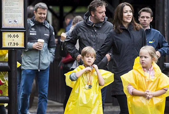 Crown Prince Frederik, Crown Princess Mary, Prince Christian, Princess Isabella, Prince Vincent and Princess Josephine visited Legoland. Style royal princess mary wore dress