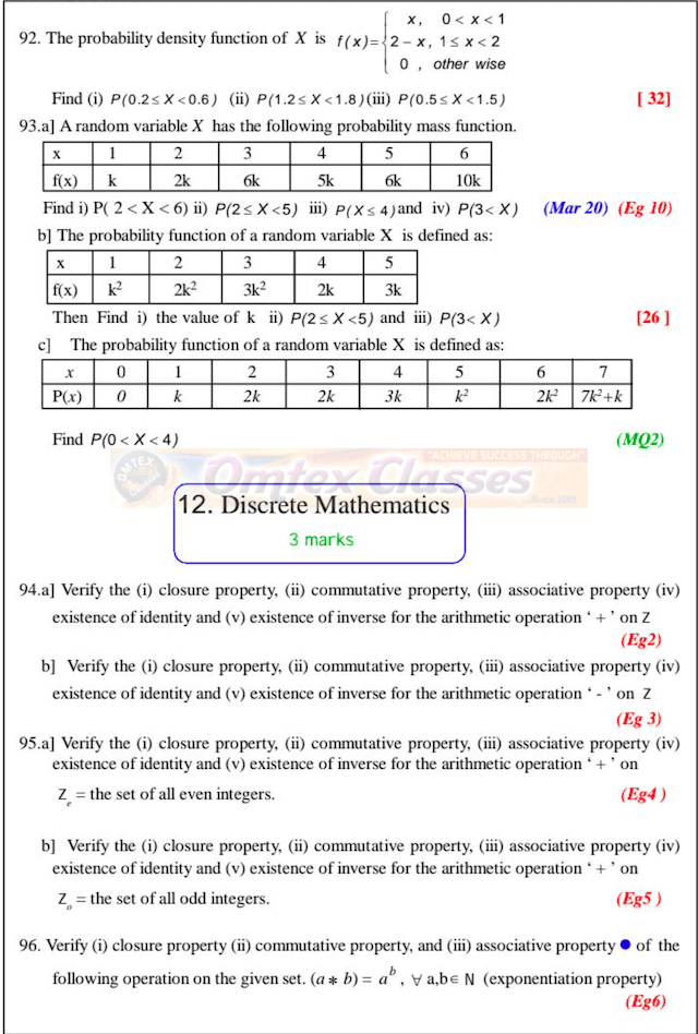 XII Std Maths Selected Questions for Slow Learners 2021