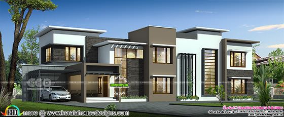 3950 square feet 5 bedroom wide flat roof house