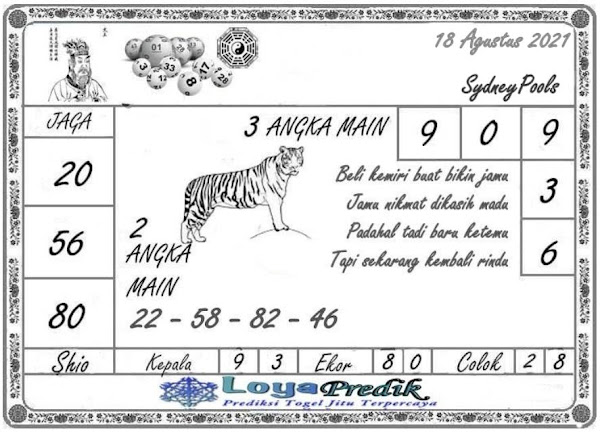 Syair Kampleng Sydney Rabu 18 Agustus 2021 KAMPLENG HK