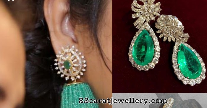 Emerald Drops and Diamonds Earrings - Jewellery Designs